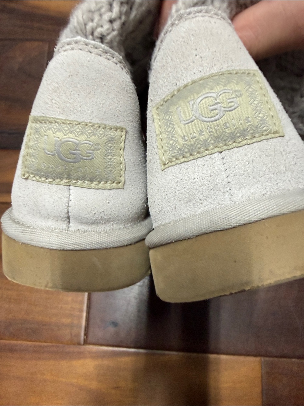 UGG Cream Cable Knit Slouch Boot with Button Accents - Picture 5 of 8